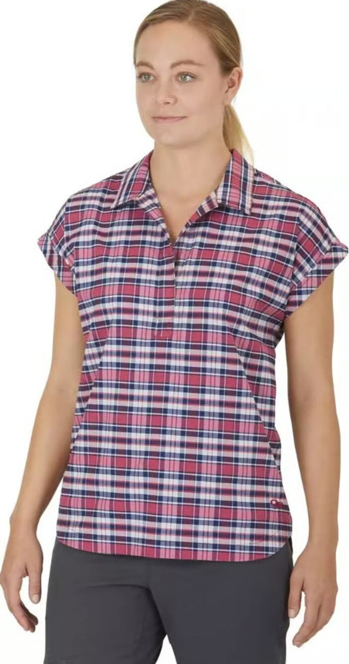 Outdoor Research Pink Amber Ale Plaid UPF 30 Blouse Large